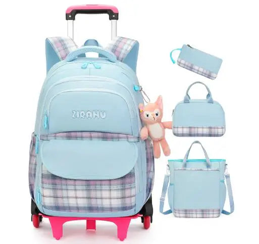 School Rolling Backpack - 4 pcs set - for Girls