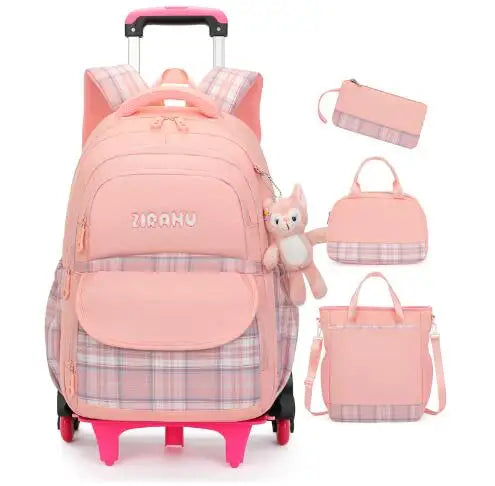 School Rolling Backpack - 4 pcs set - for Girls
