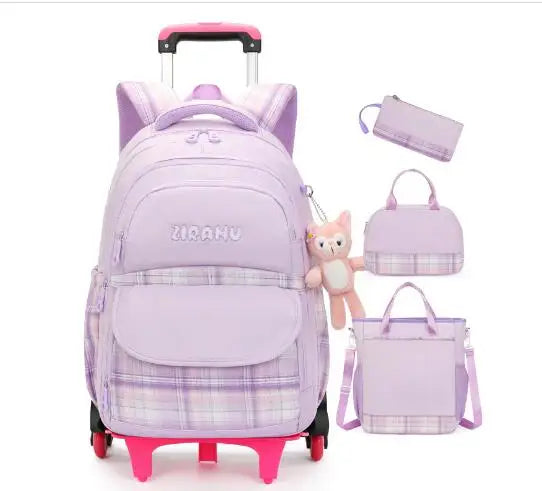 School Rolling Backpack - 4 pcs set - for Girls