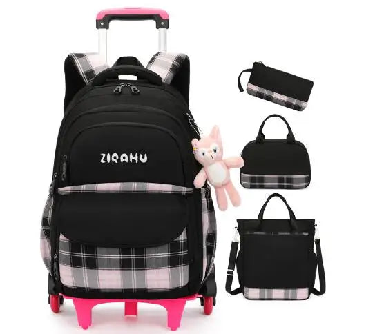School Rolling Backpack - 4 pcs set - for Girls