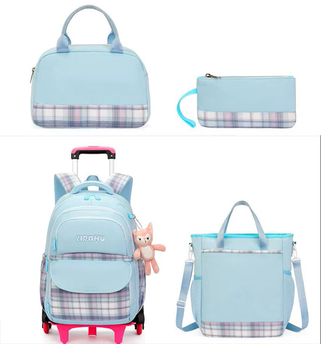 School Rolling Backpack - 4 pcs set - for Girls